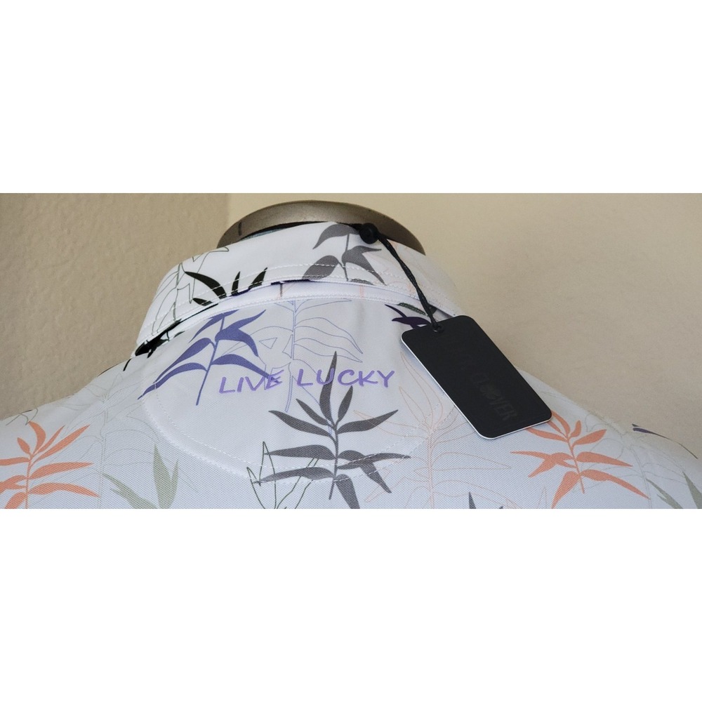 NWT Black Clover MEN'S All Over Tropical Print Golf Live Lucky Polo Shirt MED - Picture 4 of 7